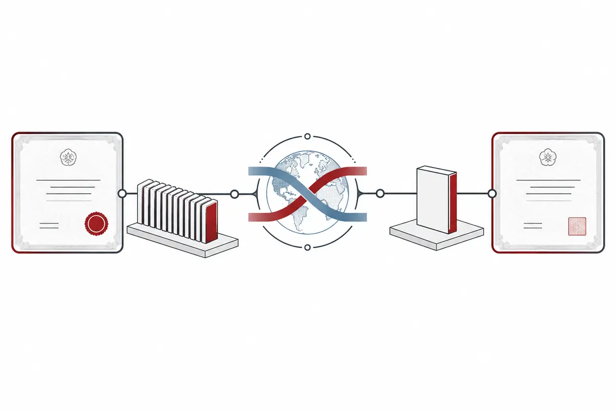 Abstract depositary-share and Korean-share certificates connected through a foreign-exchange bridge